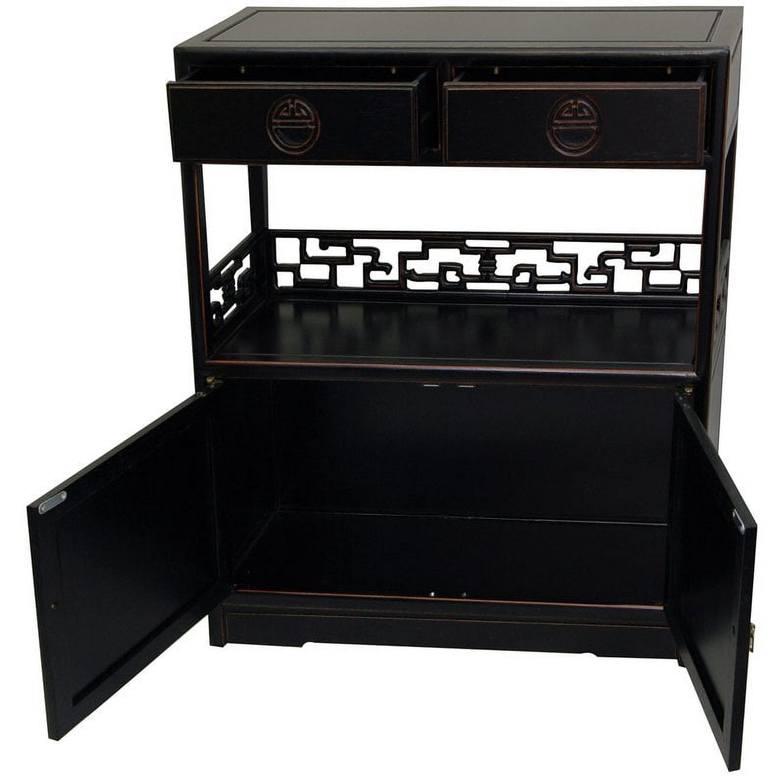 34" Chinese Rosewood Long Life Tea Display Cabinet - Antique Black