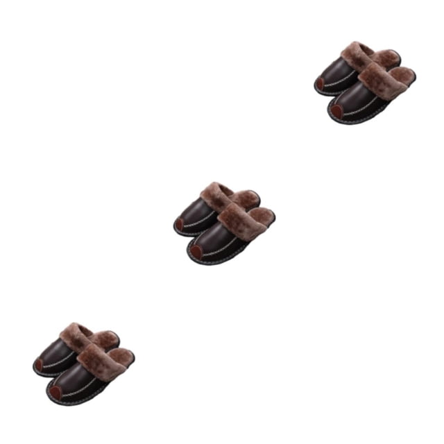 Sonducket Zapatillas de casa Suministros de invierno Zapato cálido Base gruesa Zapatos de fondo Calentador Mujer Zapatilla de felpa Oscuro 28 Type1 NO1