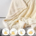 thumbnail image 4 of HCBY Sherpa Throw Blanket for Couch - Super Soft & Warm Striped Fleece Blanket Cozy Plush Fluffy Blanket for Bed Couch Sofa All Season (White 59"x39"), 4 of 7
