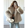 thumbnail image 5 of HH TRAF Abrigos nuevos de invierno para mujer, abrigo corto holgado con efecto de piel artificial, moda urbana para mujer, cárdigan liso para mujer, 5 of 5