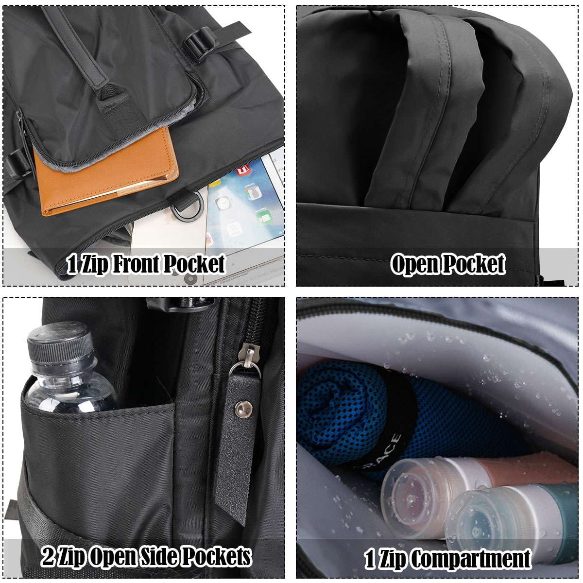 Deago Gym Bag for Men and Women Sports Duffle Bag Travel Backpack Weekender Overnight Bag with Shoes Compartment and Wet Pocket Black