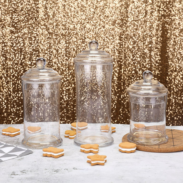 CYS Apothecary Jar Candy Buffet with Lid, Set of 3