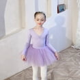 thumbnail image 4 of LYMAYTER Ballet Leotards for Girls Long Sleeve Leotard Glitter Tutu Skirt Cute Ballet Practice Set 3-11Y, 4 of 8