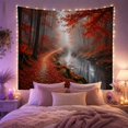 thumbnail image 2 of Misty Forest Path With Vibrant Autumn Leaves, Serene Cottagecore for Nature Lovers, Woodland Wall Art Decor, Halloween Gift, Tapestry Wall Hanging for Bedroom and Living Room, 2 of 7