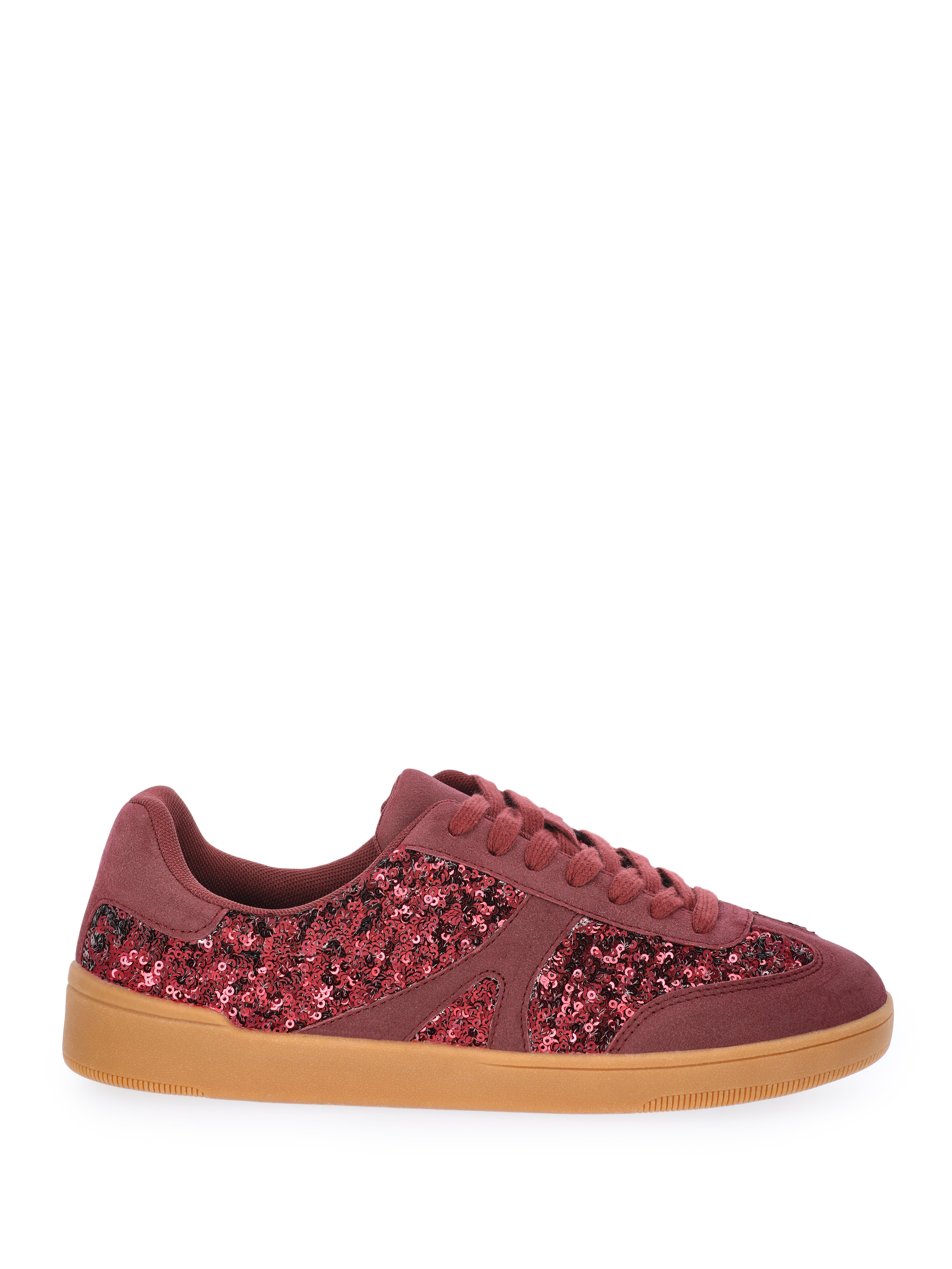 No Boundaries Sequin Faux Suede Gum Sole Sneakers, Women's