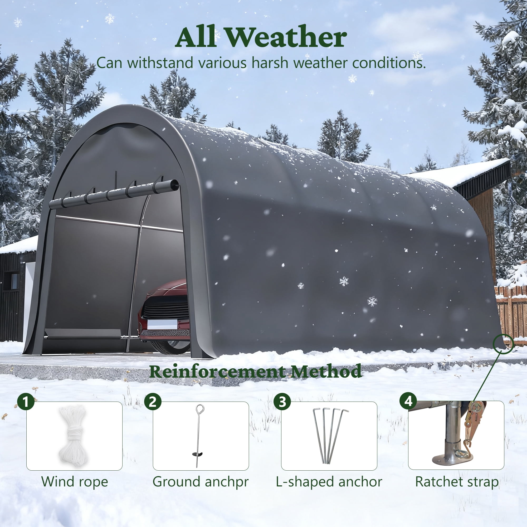10×20FT Heavy Duty Carport with Roll-up Sidewall, Car Canopy with All-Season Tarp, Portable Outdoor Garage for Car, Truck, SUV, Boat