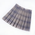 thumbnail image 3 of Seyurigaoka Women Casual Pleated Hem Skirt, High Waist Solid Color/ Plaid Pattern Miniskirt, XS-XXL, 3 of 6