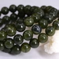 thumbnail image 2 of Angelstones Bracelet Extensible Unisexe en Perles Rondes de 8 mm en Néphrite Vert Foncé Naturel, 2 of 2