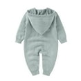 thumbnail image 6 of Generic Children Knitted Outwear Baby Girls Boys Cotton Knitted Hooded Sweater Long Sleeve Romper Button Jumpsuit Fall Winter Outfits(Light blue,3-6 Months), 6 of 9