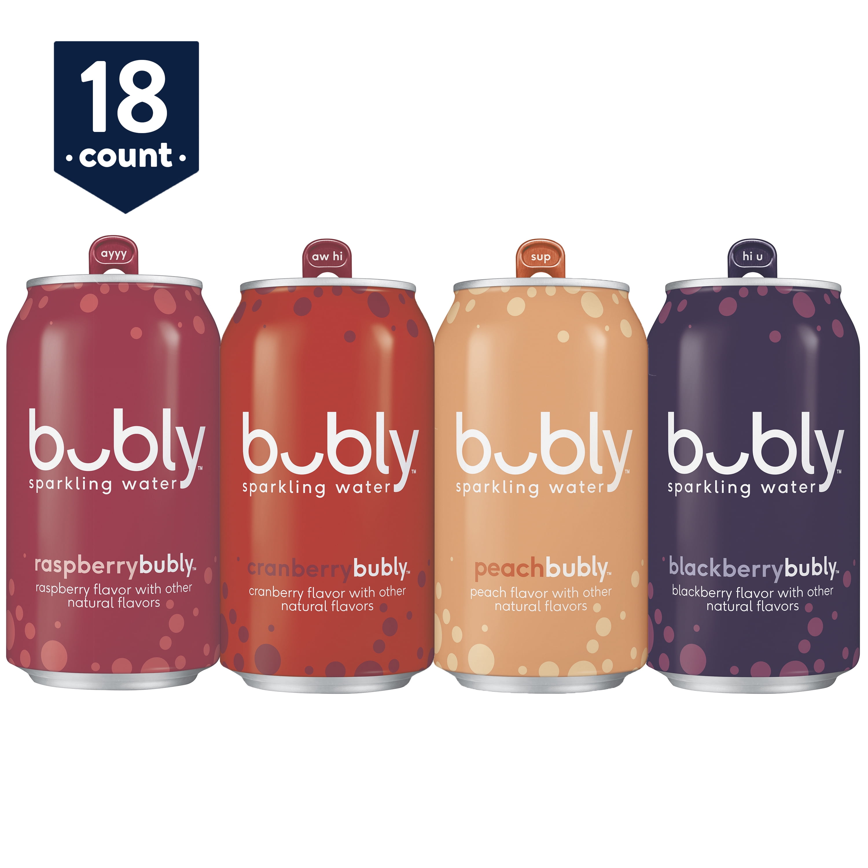 bubly Sparkling Water, Berry Peachy Variety Pack, 12 fl oz. Cans, (Pack