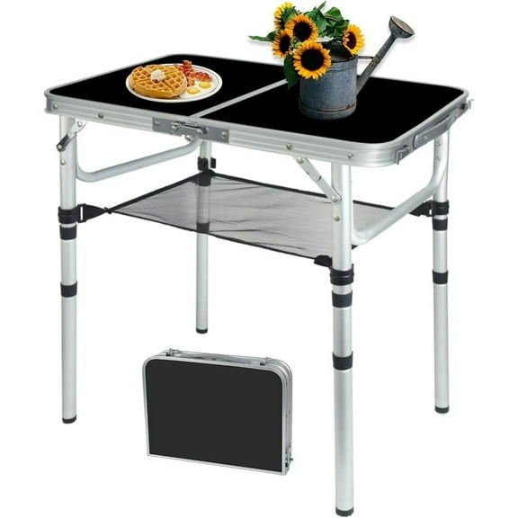 TEAFIRST Camping Table with Detachable net,  Folding Table, Adjustable Height for Outdoor alumiumum