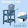 thumbnail image 3 of Ataucjin Tall Adirondack Chairs Set of 2, HDPE Balcony Chair, Balcony Chairs with Connecting Tray & Umbrella Hole, Patio Barstools with Wood Grain for Lawn Pool Backyard, 3 of 6