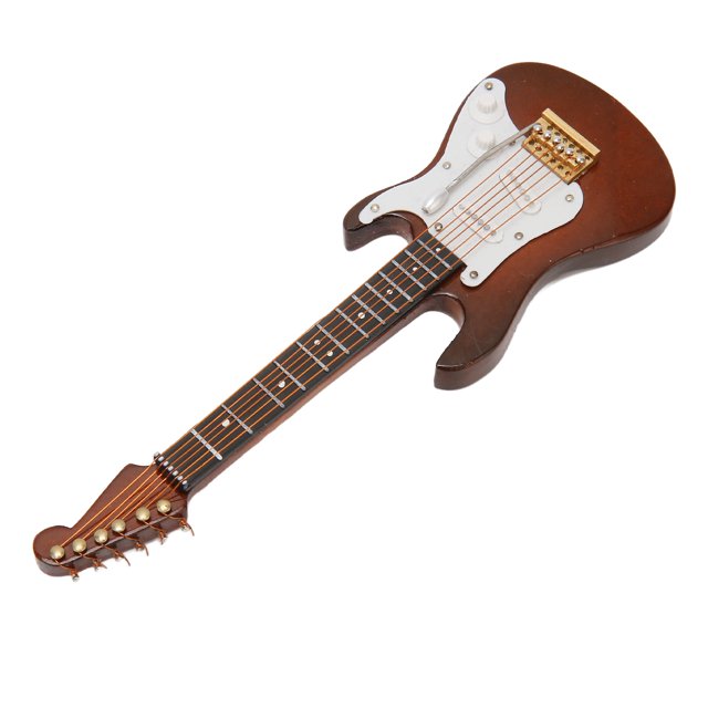 Electric Guitar Model Toy, Display Stand Music Instrument White Coffee Wood Electric Guitar Model Exquisite Craftsmanship For Graduation Ceremony