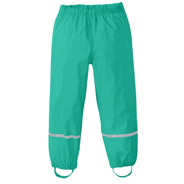 MIASHUI Kids Rain Pants Boys Girls Waterproof Lightweight Reflective Rain Trousers,Green,3-4 Years