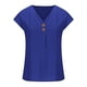 thumbnail image 4 of Blusa informal de manga corta con cuello en V para mujer de Umfun Fashion, color azul, talla M, 4 of 5