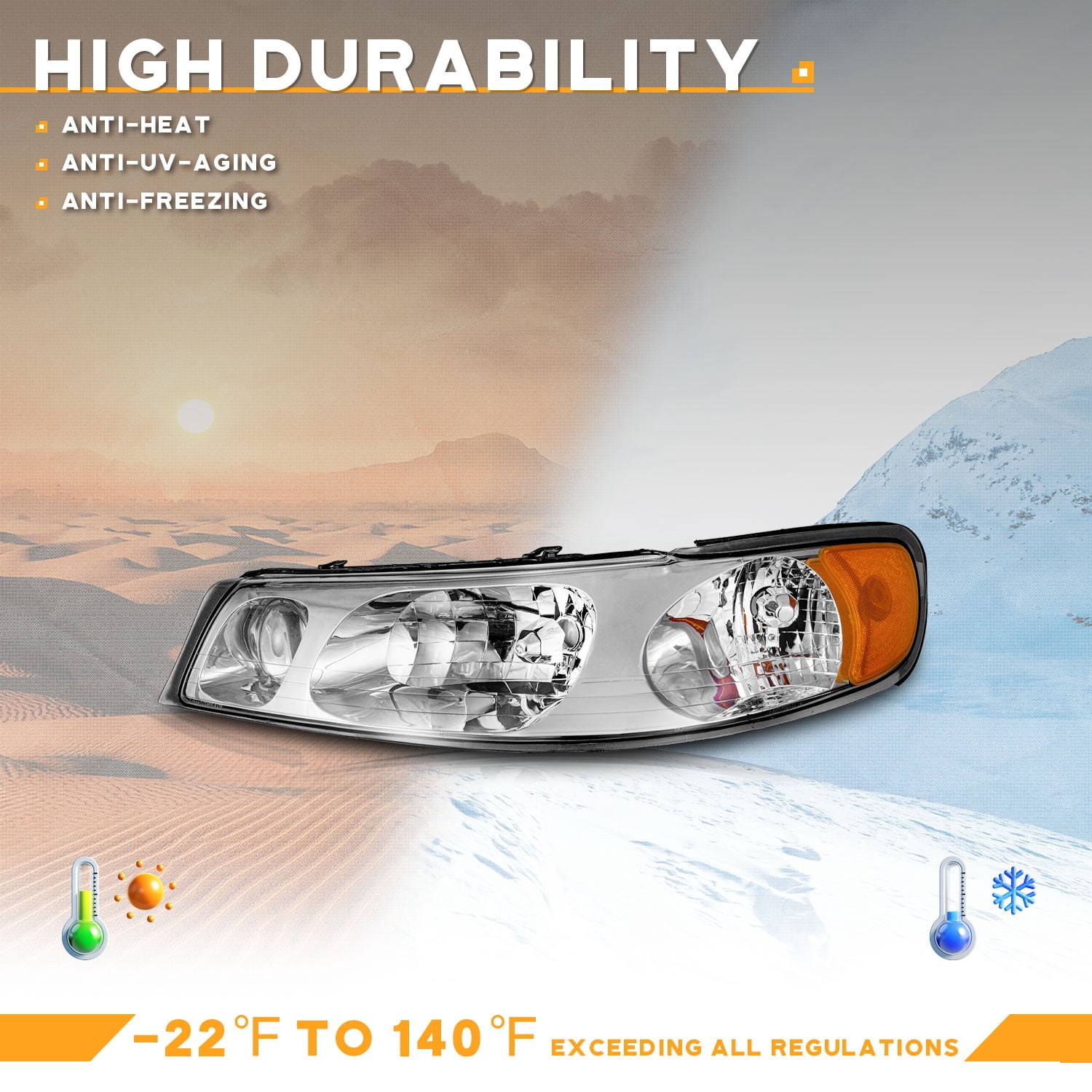 WEELMOTO Headlights for 1998-2002 Lincoln Town Car, Halogen Headlight Compatiable with 98 1999 2000 2001 02 Lincoln Town Driver&Passenger side