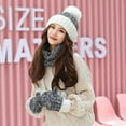 thumbnail image 3 of Dyfzdhu 3Pcs Women Winter Warm Multicolor Knitted Venonat Beanie Hat+Scarf+Gloves Set Blue, 3 of 3