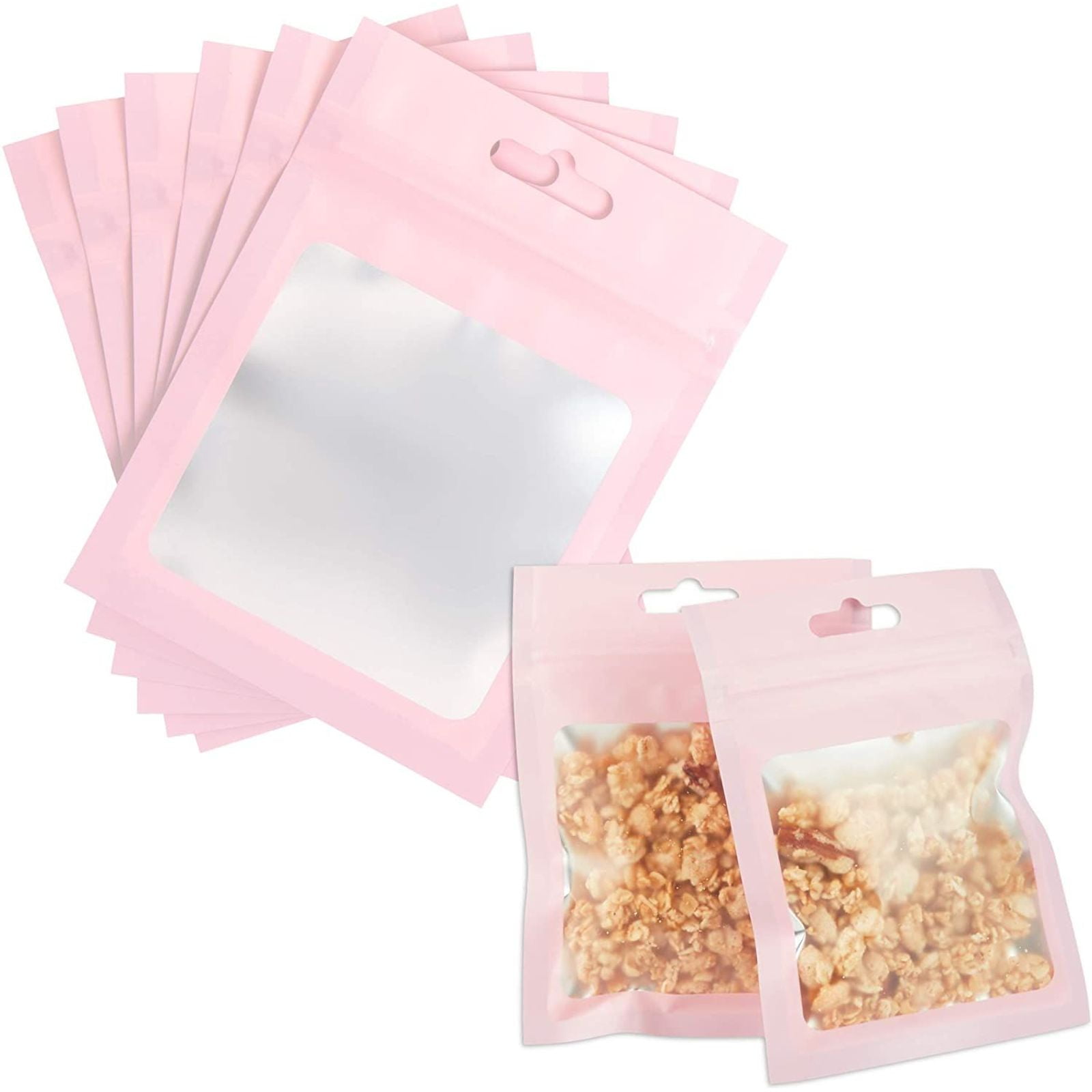 Pink Clear Love Stand Up Plastic Packaging Bags Zip Lock Food Storage Pack Pouch 