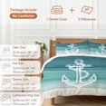 thumbnail image 6 of 3 Piece Nautical Anchor Teal Green Duvet Cover Set Full Size,Microfiber Comforter/Quilt Cover with Corner Ties and 2 Pillowcases,Coastal Ocean Ombre Striped All Season Bedding with Zipper Closure, 6 of 8