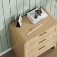 thumbnail image 5 of Noble House Felix 23" Rattan Wooden Nightstands, 3-Drawer Curved Bedside Tables with Gold Handles, Oak, 5 of 9