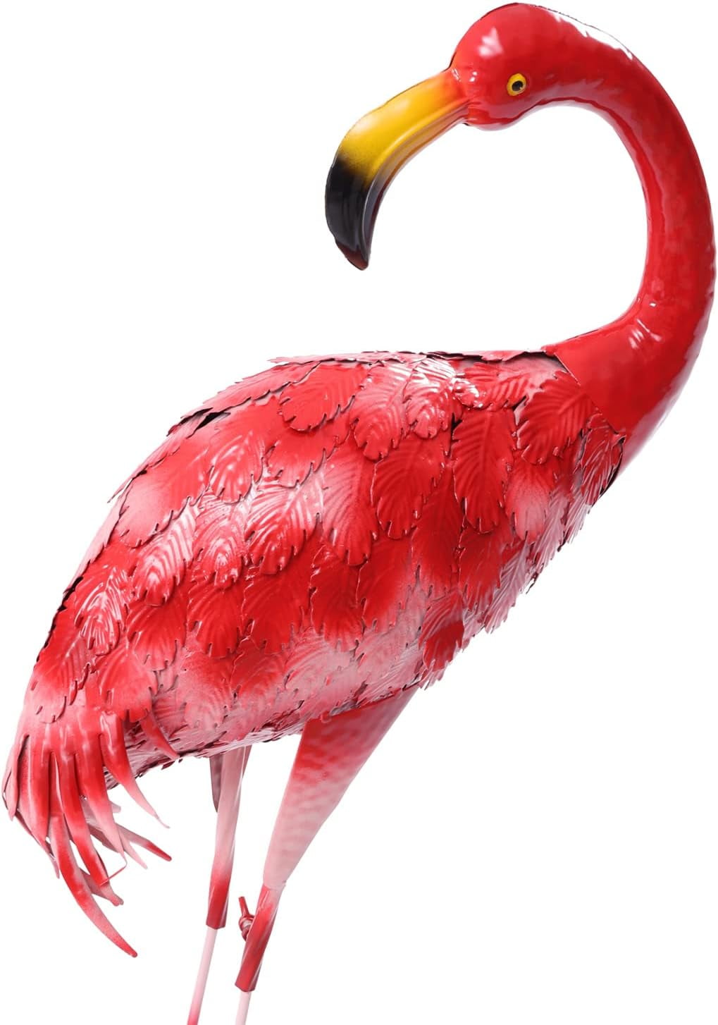 2Pcs Metal Flamingo Garden Statues Red and Pink Flamingo Sculptures Flamingo Figurine Set Yard Art Outdoor Sculptures for Home Patio Lawn Backyard Decor