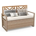 thumbnail image 6 of Dextrus 70 Gallon Outdoor PE Rattan Storage Bench Deck Box With Cushions ,Seat Box for Patio Furniture - Teak, 6 of 7
