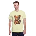 thumbnail image 2 of Men Vintage Steampunk Gear Butterfly Teddy Bear Graphic Crew Neck T-Shirt, Retro Machinery Plush Bear Poly Cotton Casual Short Sleeve Tee, 2 of 8