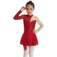 thumbnail image 2 of HULIJA Robe de Patinage Artistique à Manches Longues avec Strass Brillants pour Filles, Rouge 12, 2 of 7