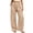 Khaki, variant on Lmnyox High Waist Pants for Women Wide Leg Lightweight Plaid Lounge Trousers Summer Travel Pants with Pockets