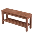 thumbnail image 3 of Ktaxon 40in Wooden Storage Bench with Shoe Rack, Solid Fir Wood Slatted Seat Bench for Entryway Living Room, Brown, 3 of 9