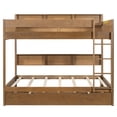 thumbnail image 6 of Harper & Bright Designs Twin Over Twin Bunk Bed with Trundle and Storage, Wood Bunk Beds Frame with Storage Bookcase Shelves for Apartment Dormitory, Wood, 6 of 9