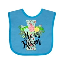 Inktastic He is Risen Floral Print Cross with Beautiful Flowers Boys or Girls Baby Bib
