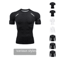 thumbnail image 2 of 2024pro Nueva camiseta de manga corta de entrenamiento de fútbol azul de compresión muscular ajustada para hombre para correr, 2 of 4