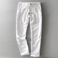 thumbnail image 2 of RWJDXD New Men‘s Linen Trousers Straight Tube Rope Solid Color Casual Linen Trousers Men Breathable, 2 of 6