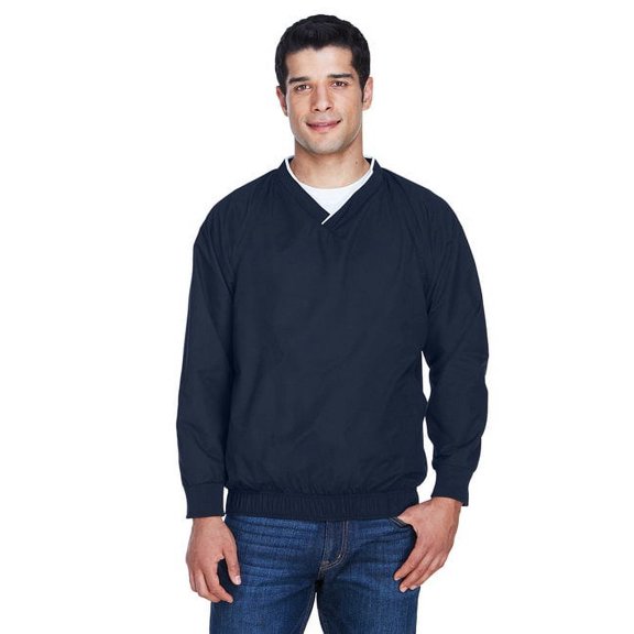 Harriton Mens V-Neck Collar Comfortable Wind Shirt XX-Large Navy/White