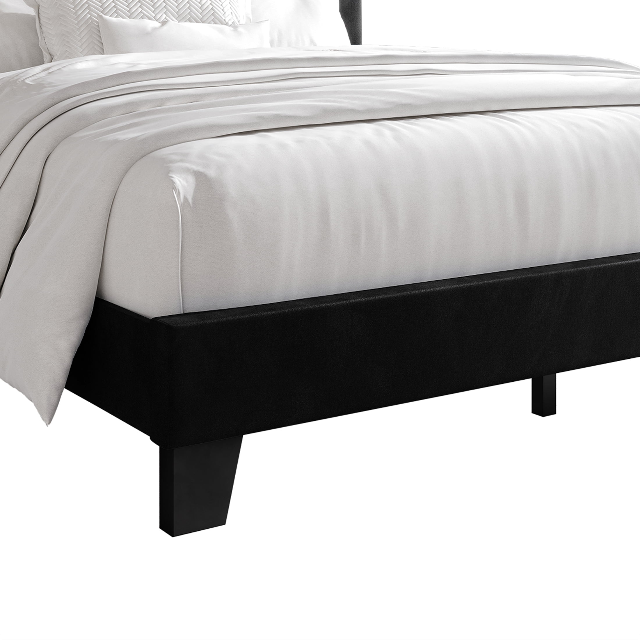 Castle Place Elegant Velvet Upholstered King Platform Bed, Black