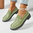 thumbnail image 6 of Viluyesy Patent Leather Loafers for Womens, Chunky Heels British Style Slip-On Casual Dressy Business Penny Shoes Green US8.5, 6 of 9