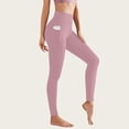 thumbnail image 5 of Celsior Compression Leggings with Pockets No Front Seam Leggings Pants for Workout Running Athletic Tummy Shaping Pants Tummy Control Compression Pants Push Up Yoga Pants High Waisted Leggings Pink L, 5 of 6