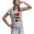 thumbnail image 2 of B91xZ Col Rond Tops pour Femmes Manches Courtes Henley T-shirts Slim Fit Scoop Cou Tops Chemises, Gris S, 2 of 4