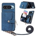 thumbnail image 2 of Dteck Zipper Wallet Crossbody Strap Case for Google Pixel 9 Pro XL,Magnetic Leather Card Pocket Case Shockproof Kickstand Cover with Adjustable Shoulder Strap for Google Pixel 9 Pro XL,Blue, 2 of 7