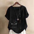 thumbnail image 1 of Hauts d'Été pour Femmes DYTTDG T-Shirt Mode Imprimé Grande Taille Col Rond Manches Courtes Blouse Décontractée Ample Hauts pour Femmes Liquidation Moins de 10 Noir,L, 1 of 4