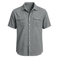thumbnail image 4 of YODETEY Men’s Button Down Front Shirt with Pocket, Casual Short Sleeve Front Shirt for Mens,Big and Tall Dark Gray,Size S-3XL, 4 of 9