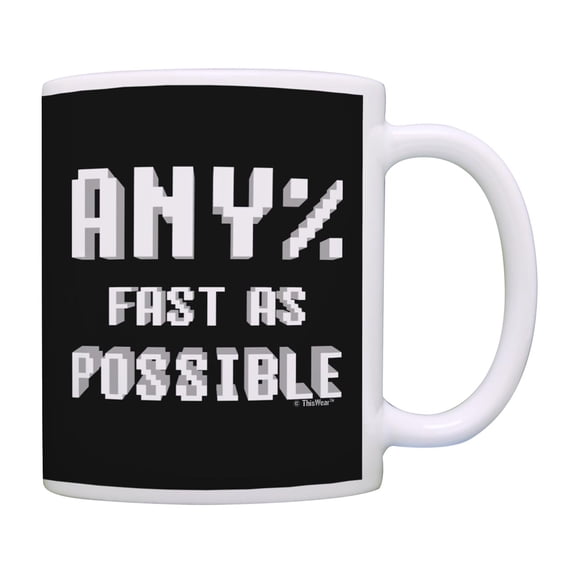 ThisWear Speedrunner Gamer Any% Fast As Possible Retro Game Controller Coffee Mug Black