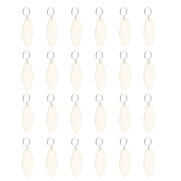 24 Pcs Vintage Motel Keychain DIY Blank Hotel Keychains Heat Transfer Bulk Sublimation (Beige)