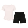thumbnail image 4 of Dagugfen Athletic Sets for Teen Girls Short Sleeve Crew Neck Tshirts Elastic Waist Stretchy Shorts Quick Drying Gym Workout Breathable Sets(14-15Years,White), 4 of 8