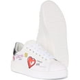 thumbnail image 5 of Guess Rockies Women's Lace Up Leather Logo Print Trainers In White Size 8.5, 5 of 6
