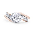 thumbnail image 2 of 7MM Center Stone, 1.9 Ct Round Cut Lab Created Moissanite Diamond Bypass Anniversary Ring In 14k Rose Gold Plated Sterling Silver(G-H Color,1.90 Cttw)-7.5, 2 of 8