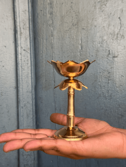 NamasteHimlayas Brass Lotus Oil Lamp Set of 2 – Traditional Diya for Meditation & Home Altar