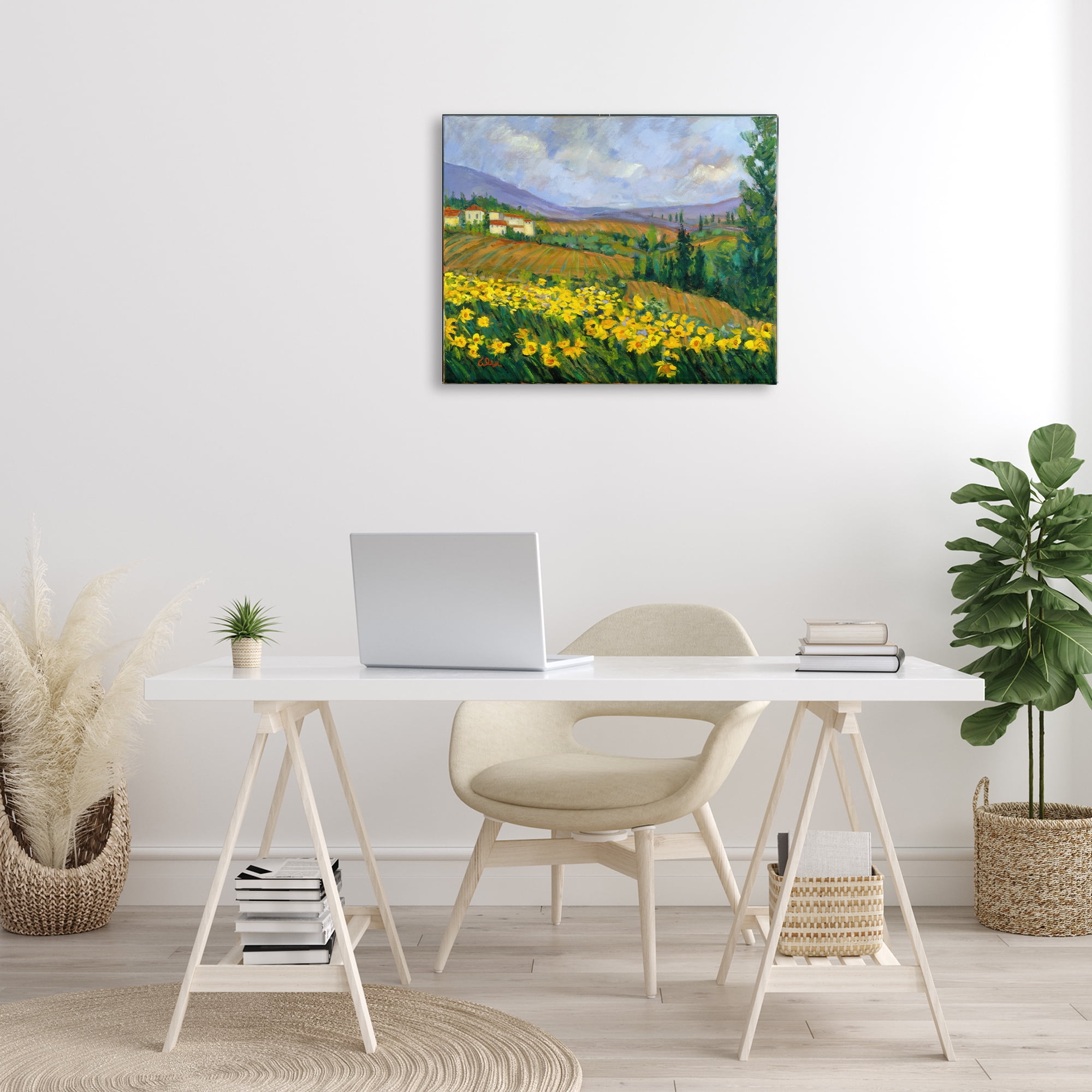 Stupell Industries Daffodil Field by Farm Landscape & Nature Painting Wrapped Canvas Art Print Wall Art, 30 x 24