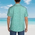 thumbnail image 4 of Gukieu Teal Turquoise Glitter Print Men's Short-sleeved Shirts, Button-down Lapel Hawaiian Shirts, T-shirts, Beach Vacation Summer Casual Wear,Small, 4 of 7